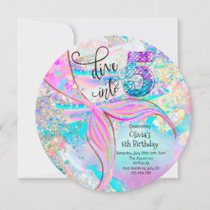 Dive into 5 Mermaid Under the Sea Birthday Invitation
