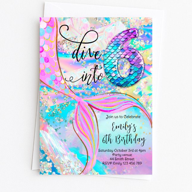 Dive into 6 Mermaid Birthday Invitation (Creator Uploaded)