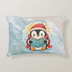 Dive Into A Good Story Reading Penguin Pillow