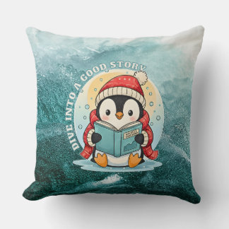 Dive Into A Good Story Reading Penguin Pillow