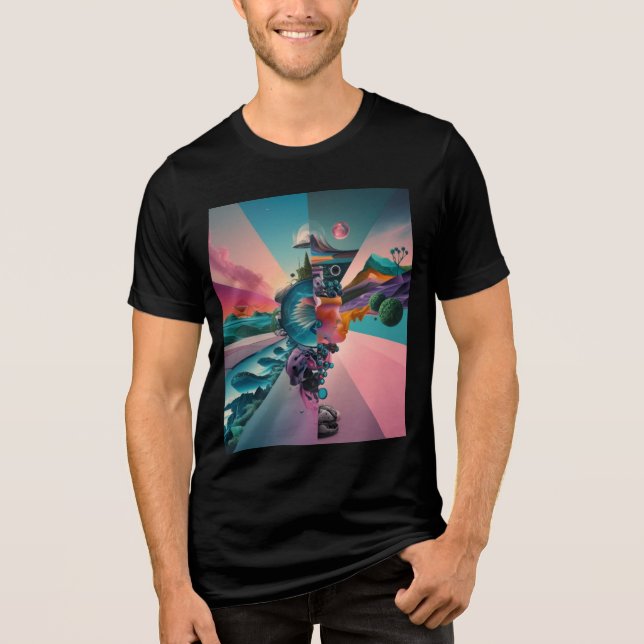 Dive into a World of Surreal Abstract Art  Tri-Blend Shirt (Front)