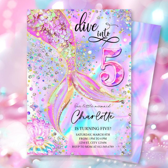 Dive into Five 5th Birthday Mermaid Invitation Edi (Creator Uploaded)