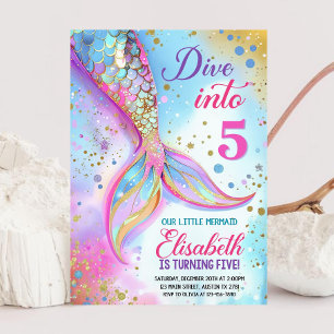 Dive into Five 5th Birthday Mermaid Invitation Edi