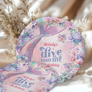 Dive into Five Flower Glitter Mermaid Tail  Paper Plate