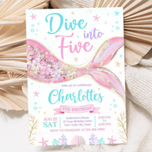 Dive into Five Invitation, Mermaid Bash Under the  Invitation