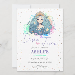Dive Into Five Mermaid 5th Birthday Party  Invitation