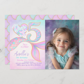 Dive into Five Mermaid Birthday Invitation