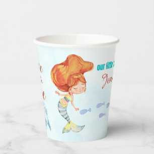 Dive into Five Orange Mermaid Girls 5th Birthday Paper Cups