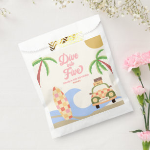 Dive Into Five Surf Pink 5th Birthday Party Favour Bags