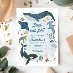 Dive Into Five Under The Sea 5th Birthday Invitation