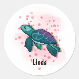 Dive Into Ocean Magic with Turtles! Classic Round Sticker