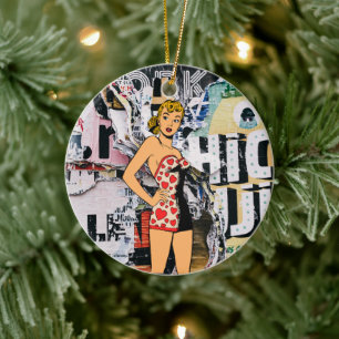 Dive into Retro Elegance: Vintage Bliss Pin-Up Ceramic Tree Decoration