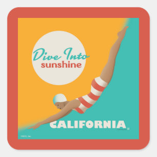 Dive Into Sunshine   California Square Sticker