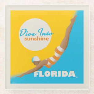 Dive Into Sunshine Florida Glass Coaster