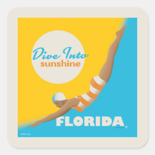 Dive Into Sunshine   Florida Square Sticker