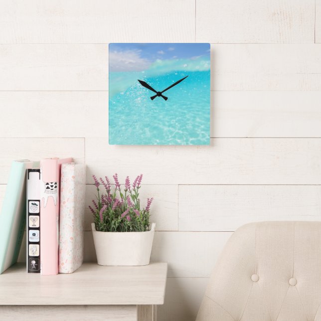 Dive into the Caribbean Sea Bliss 2 Square Wall Clock (Reading Room)