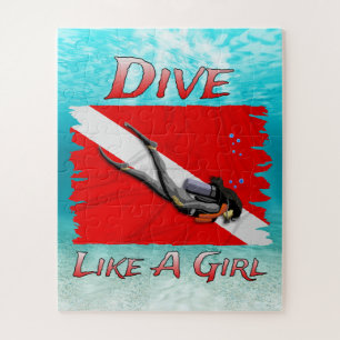 Dive Like A Girl SCUBA Jigsaw Puzzle