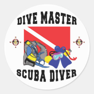 Dive Master SCUBA Diver Classic Round Sticker