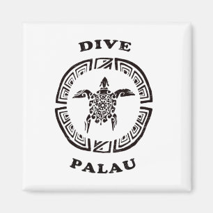Dive Palau Vintage Tril Turtle Vacation Gift Magnet