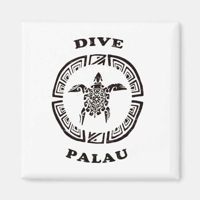 Dive Palau Vintage Tril Turtle Vacation Gift  Magnet (Front)