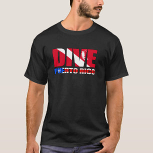 Dive Puerto Rico PR Flag Scuba Diver Design T-Shirt
