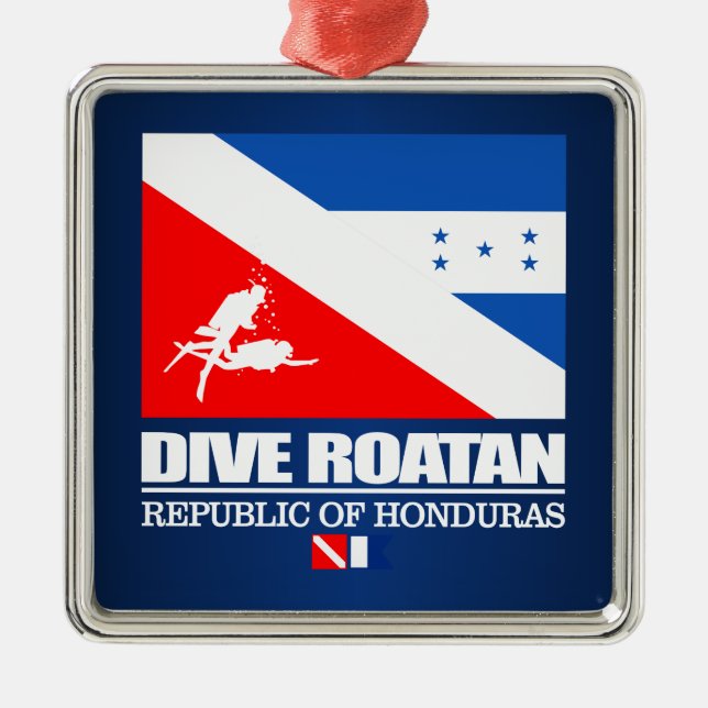 Dive Roatan (sq) Metal Tree Decoration (Front)