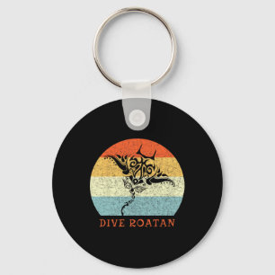Dive Roatan Vintage Retro Tril Stingray Vacation Key Ring