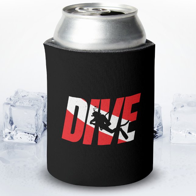 Dive, Scuba Diver Gift Diver Down Flag Diving Can Cooler (Creator Uploaded)