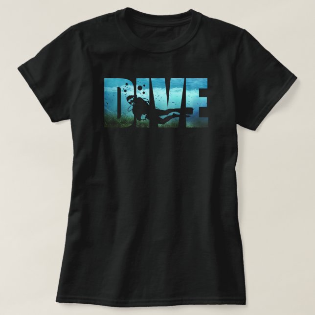 DIVE Scuba Diving Womens Black T-Shirt (Design Front)