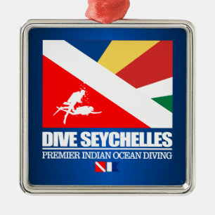 Dive Seychelles (sq) Metal Tree Decoration