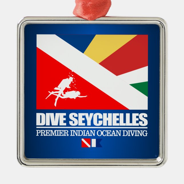 Dive Seychelles (sq) Metal Tree Decoration (Front)