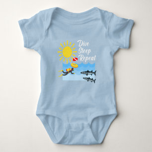 Dive Sleep Repeat Design - Baby Jersey Bodysuit