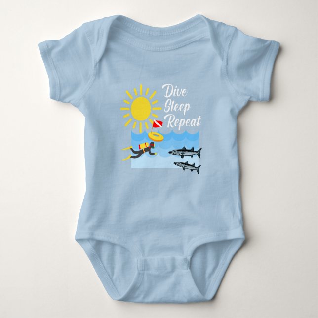 Dive Sleep Repeat Design - Baby Jersey Bodysuit (Front)