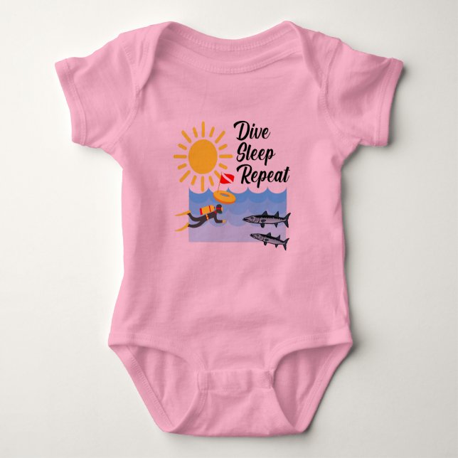 Dive Sleep Repeat Design - Baby Jersey Bodysuit (Front)