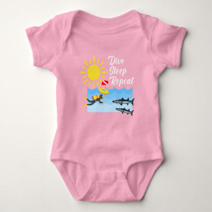 Dive Sleep Repeat Design - Baby Jersey Bodysuit