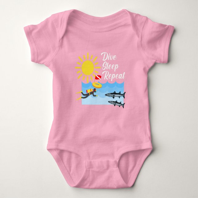 Dive Sleep Repeat Design - Baby Jersey Bodysuit (Front)