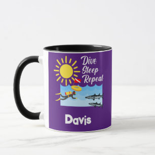Dive Sleep Repeat Design - Combo Mug