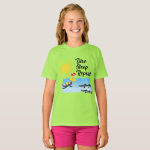Dive Sleep Repeat Design - Girls' Basic T-Shirt