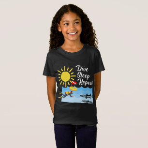 Dive Sleep Repeat Design - Girls' Fine Jersey T-Sh T-Shirt