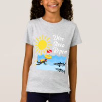 Dive Sleep Repeat Design - Girls' Fine Jersey T-Sh