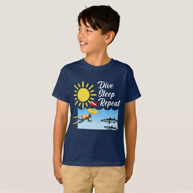 Dive Sleep Repeat Design - Kids' Basic T-Shirt (Front Full)