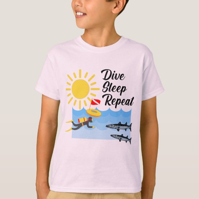 Dive Sleep Repeat Design - Kids' Basic T-Shirt (Front)