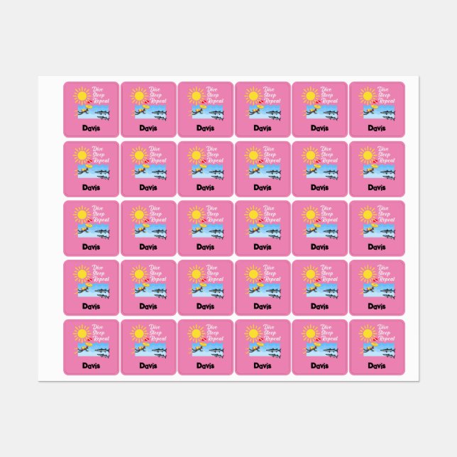 Dive Sleep Repeat Design - Small Square Clothing L (Sheet)