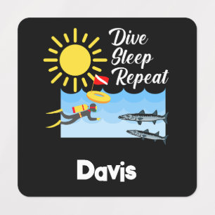 Dive Sleep Repeat Design - Small Square Clothing L