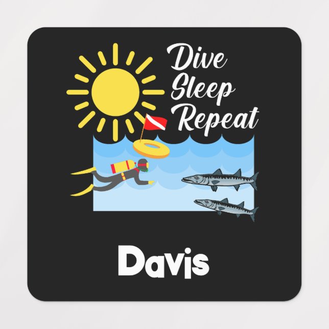 Dive Sleep Repeat Design - Small Square Clothing L (Design 1)