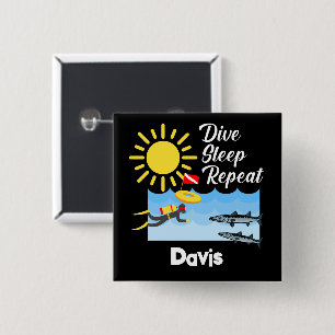 Dive Sleep Repeat Design - Square Button