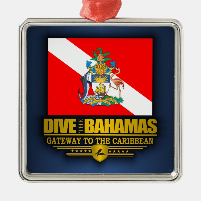 Dive the Bahamas 2 Metal Tree Decoration (Front)