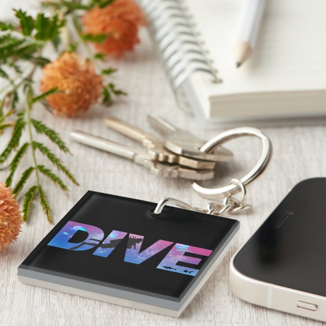 DIVE with scuba divers Key Ring (Front Right)