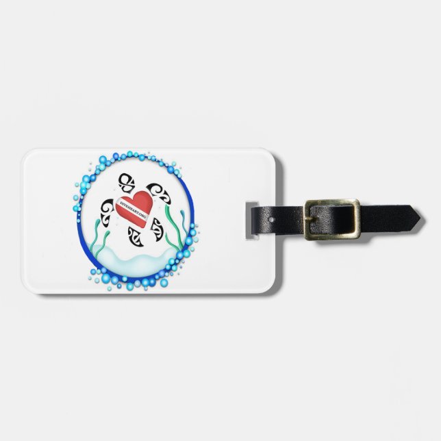 Diveheart Turtle Luggage Tag (Front Horizontal)