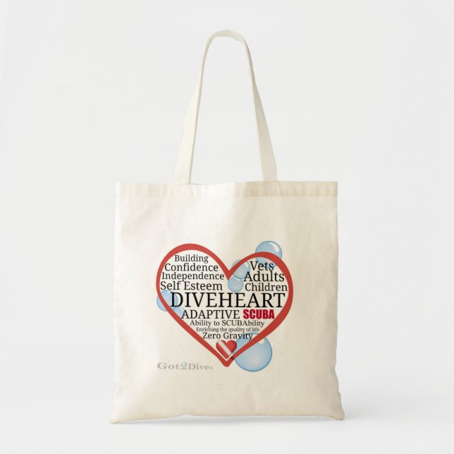 Diveheart Word Cloud Heart Grocery Tote Bag (Front)